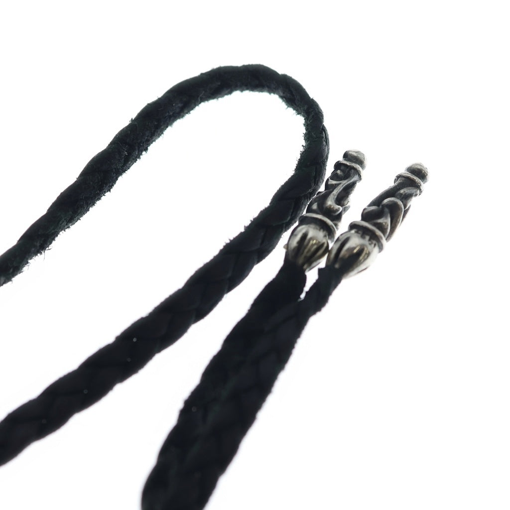 CHROME HEARTS(クロムハーツ) LEATHER BRAID SCROLL ネックレス レザーブレイドネックレス ブラック/シルバー BCA377