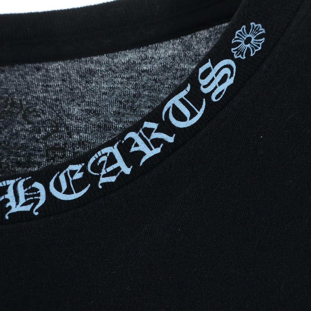 CHROME HEARTS(クロムハーツ) CH LS NECK LOGO ネックロゴプリント 袖ロゴ 長袖Tシャツ ロングスリーブカットソー ブラック/ブルー