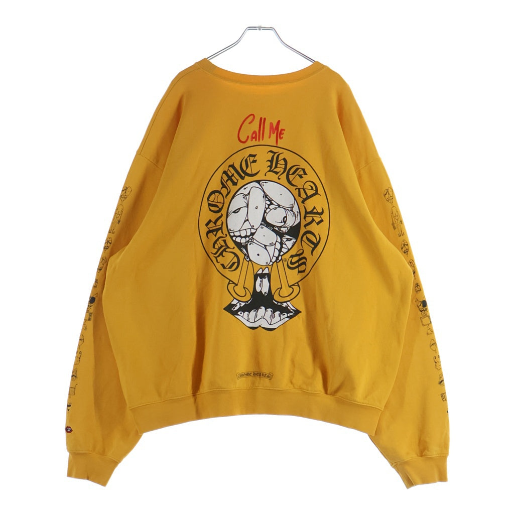 CHROME HEARTS(クロムハーツ) ×MATTY BOY PPO CallMe SWTSHRT ×マッティボーイ グラフィックプリント クルーネックトレーナー スウェット マスタード イエロー