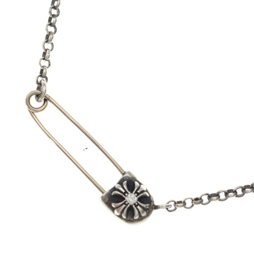 CHROME HEARTS(クロムハーツ) 18inch SAFETY PIN R18 1DIAセーフティピンロールチェーン 1ダイヤ チェーンネックレス シルバー
