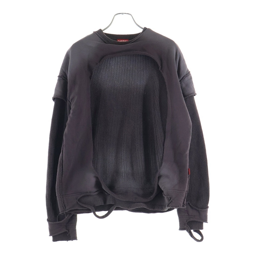 DIESEL(ディーゼル) K-OSBERT Ripped Cotton Sweatshirt レイヤードコットンニット A12451 ブラウン