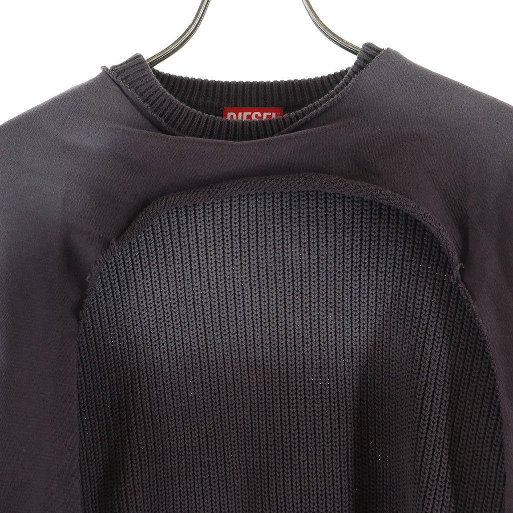 DIESEL(ディーゼル) K-OSBERT Ripped Cotton Sweatshirt レイヤードコットンニット A12451 ブラウン