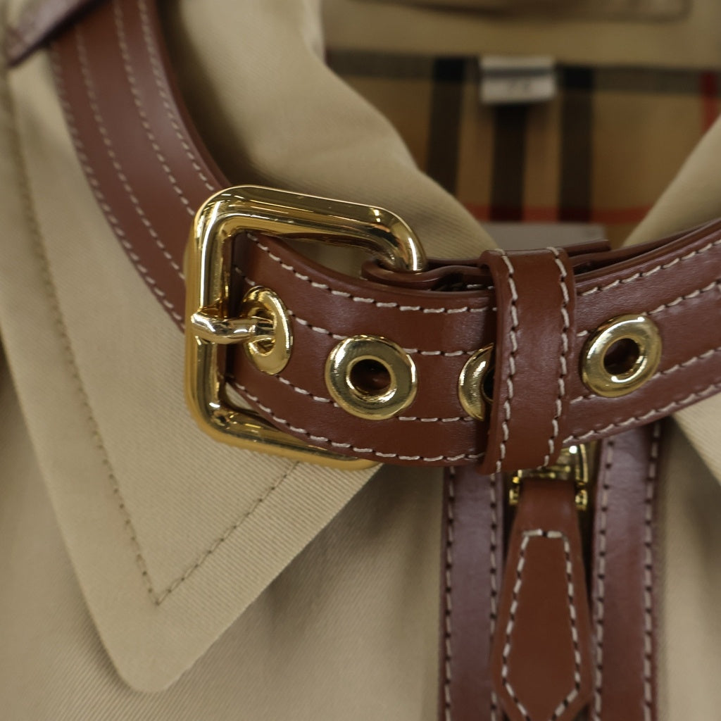 BURBERRY LONDON(バーバリーロンドン) Wildhill Love Logo 裏ノバチェック レザー切替 ベルト付き フルジップ ジップアップ ジャケット ブルゾン 8037312 べージュ