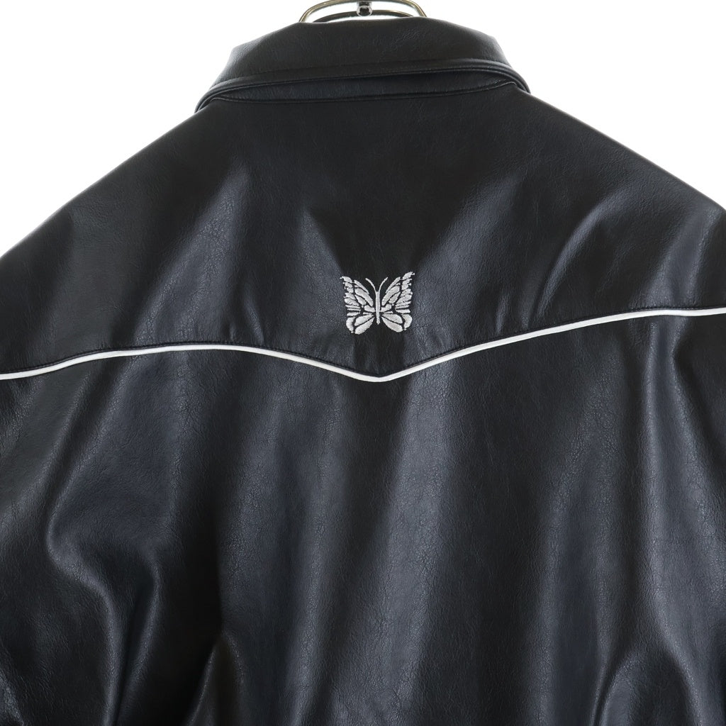 Needles(ニードルス) NUBIAN別注 PIPING COWBOY JACKET シンセティックレザー パイピング カウボーイ ジャケット ブラック RW1653