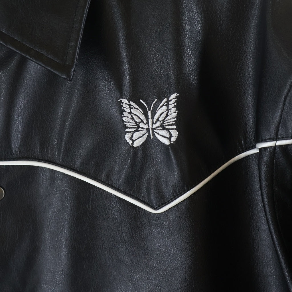 Needles(ニードルス) NUBIAN別注 PIPING COWBOY JACKET シンセティックレザー パイピング カウボーイ ジャケット ブラック RW1653