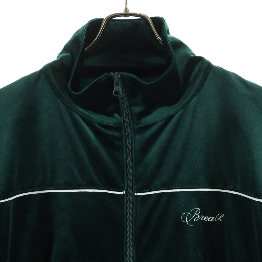 BREATH(ブレス) SCRIPT LOGO PIPING VELOUR JACKET スクリプト ロゴ パイピング ベロア ジャケット グリーン BR25SS-C5024