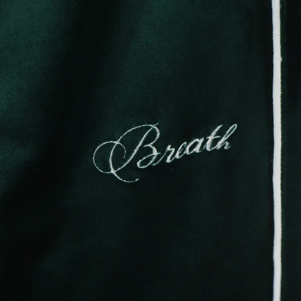 BREATH(ブレス) SCRIPT LOGO PIPING VELOUR PANTS スクリプト ロゴ パイピング ベロア パンツ グリーン BR25SSーP1021