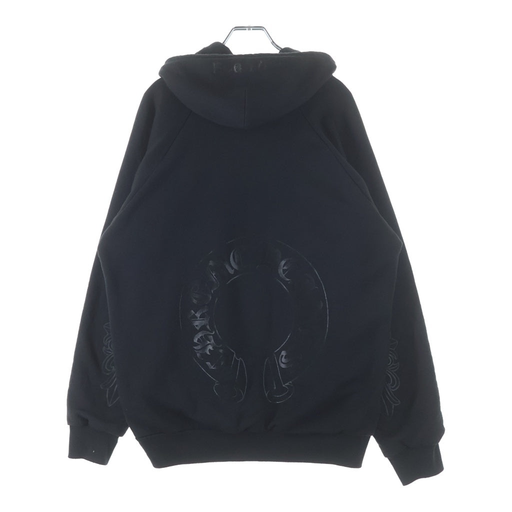 CHROME HEARTS(クロムハーツ) OLD THRML SWTSHRT HD ZIP 裏地サーマル 袖フローラル ホースシュー ダガージップアップパーカー ブラック