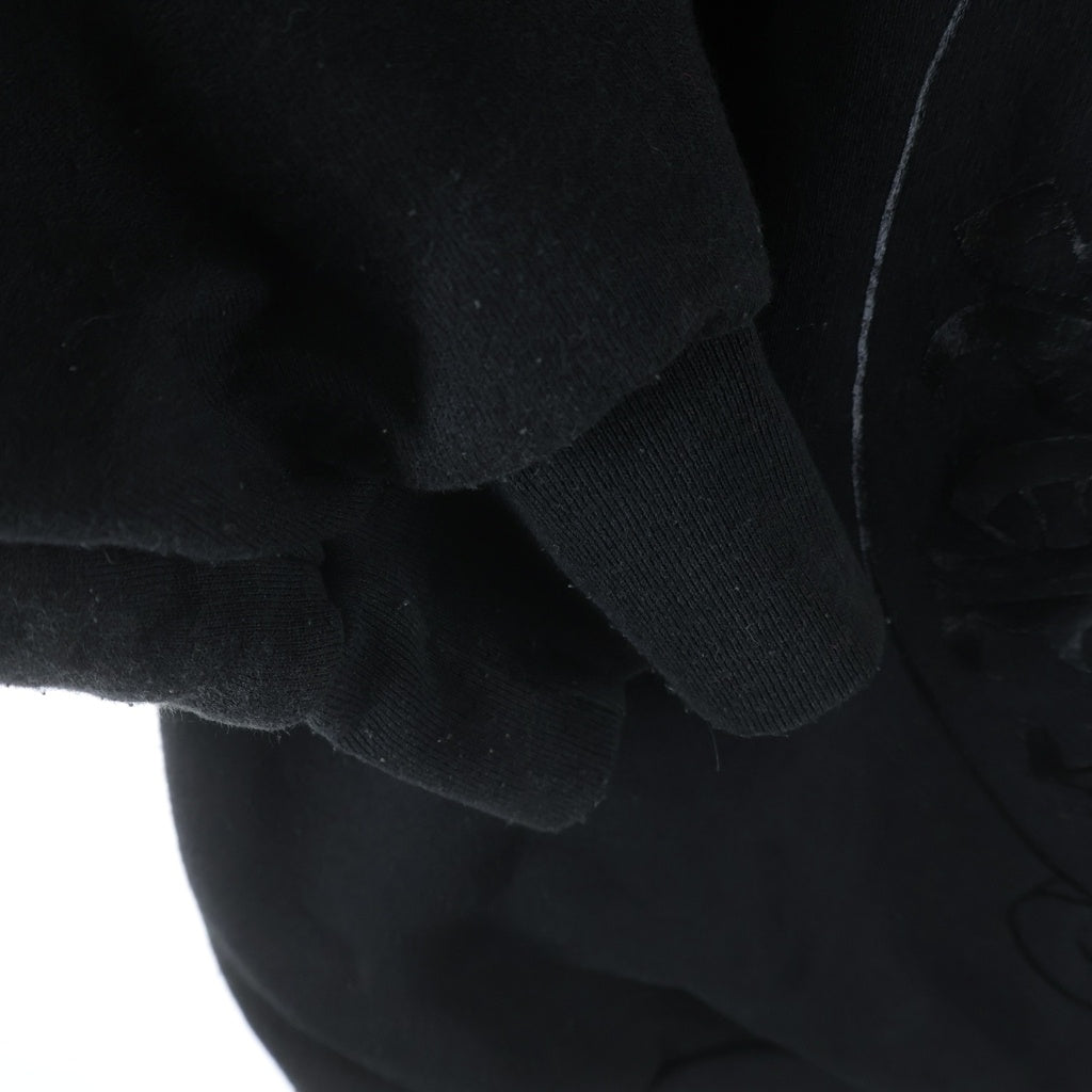 CHROME HEARTS(クロムハーツ) OLD THRML SWTSHRT HD ZIP 裏地サーマル 袖フローラル ホースシュー ダガージップアップパーカー ブラック