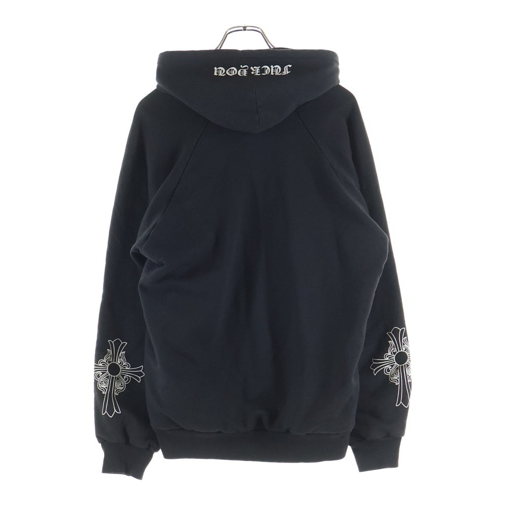 CHROME HEARTS(クロムハーツ) OLD SWTSHRT PLVR HD ヴァインダガープリント 裏地サーマル アームクロスプリント スウェットプルオーバーパーカー ブラック