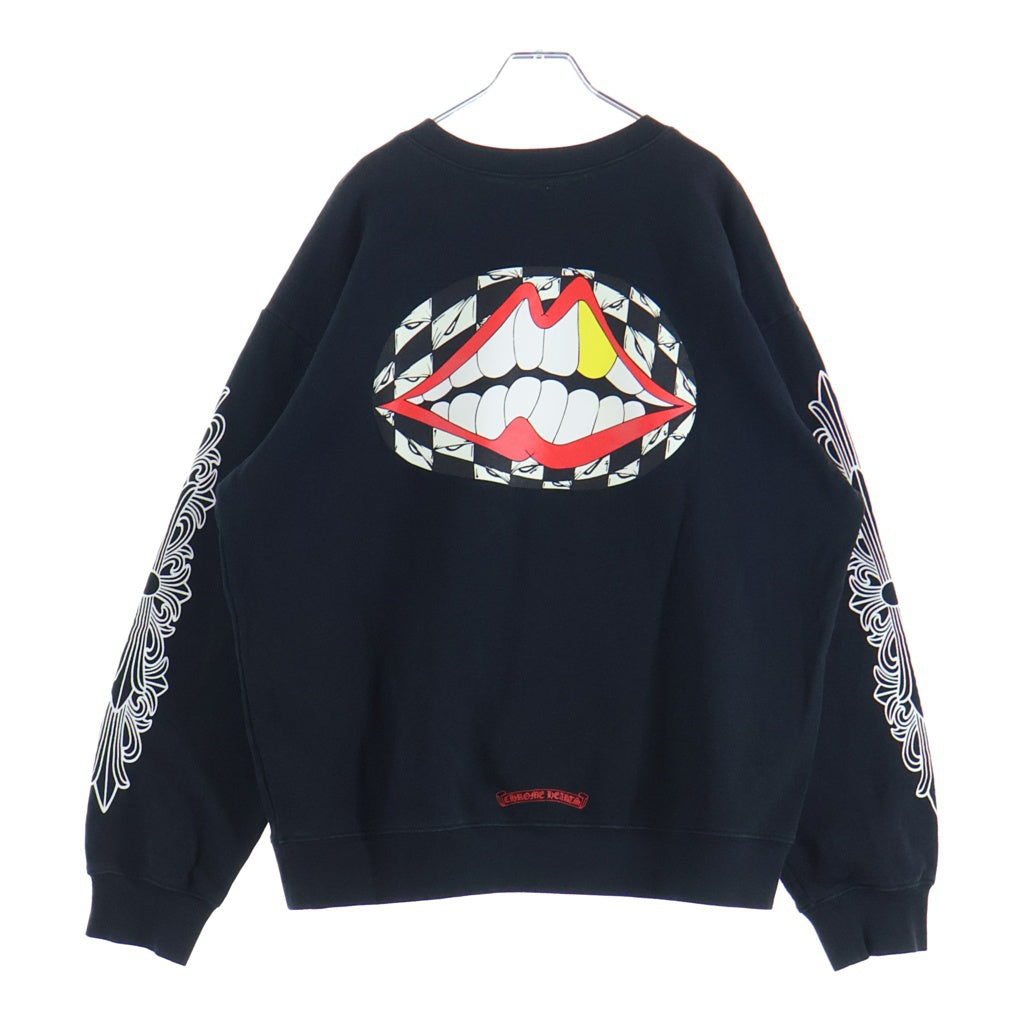CHROME HEARTS(クロムハーツ) ×MATTYBOY 99Eyes Chomper SWTSHRT PLVR ×マッティボーイ 袖フローラルプリント クルーネックスウェットトレーナー ブラック