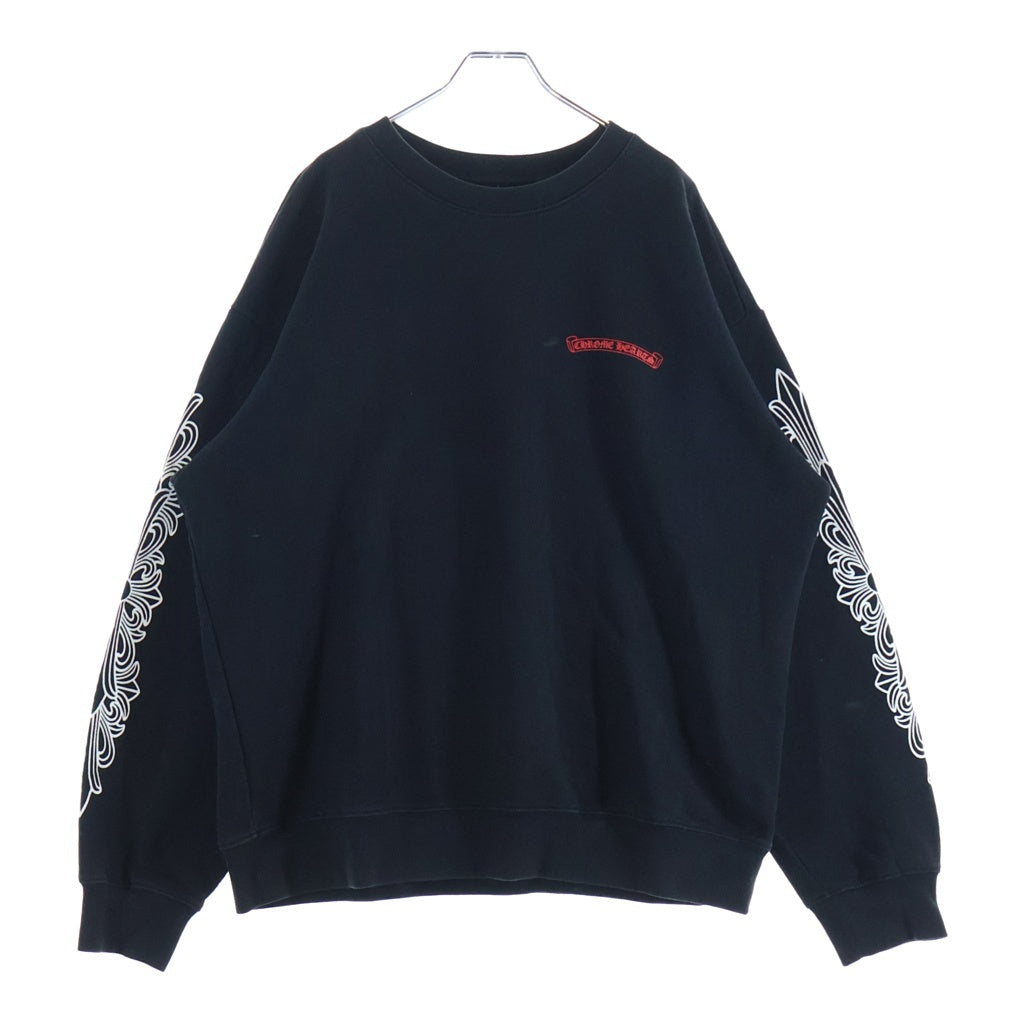 CHROME HEARTS(クロムハーツ) ×MATTYBOY 99Eyes Chomper SWTSHRT PLVR ×マッティボーイ 袖フローラルプリント クルーネックスウェットトレーナー ブラック