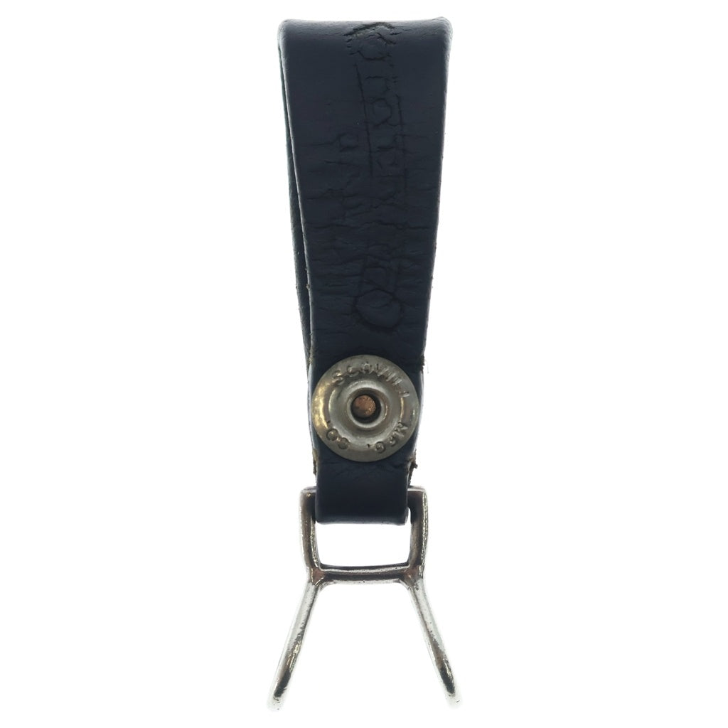CHROME HEARTS(クロムハーツ) BELT LOOP クロスボールボタンレザーベルトループ シルバー/ブラック BCA397