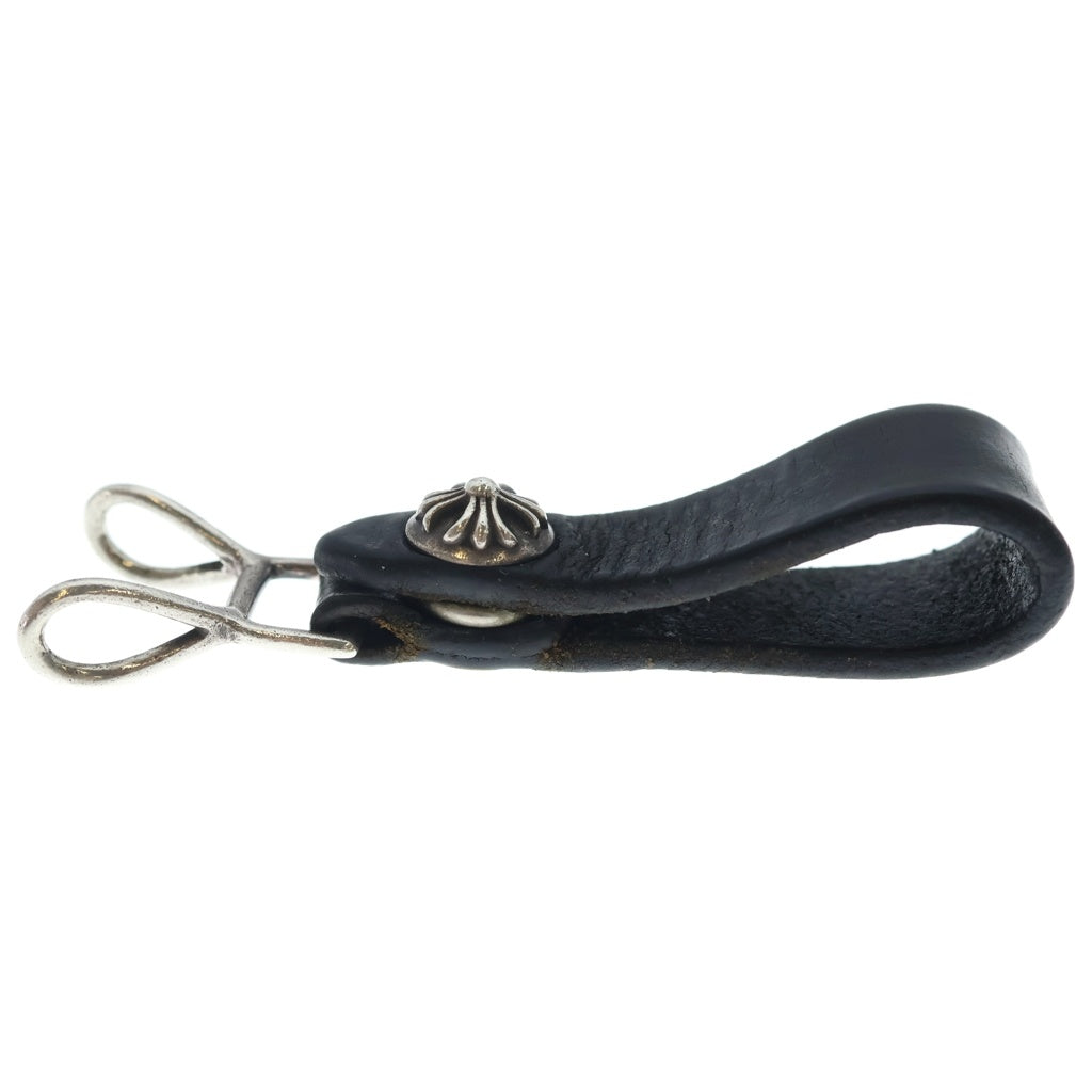 CHROME HEARTS(クロムハーツ) BELT LOOP クロスボールボタンレザーベルトループ シルバー/ブラック BCA397