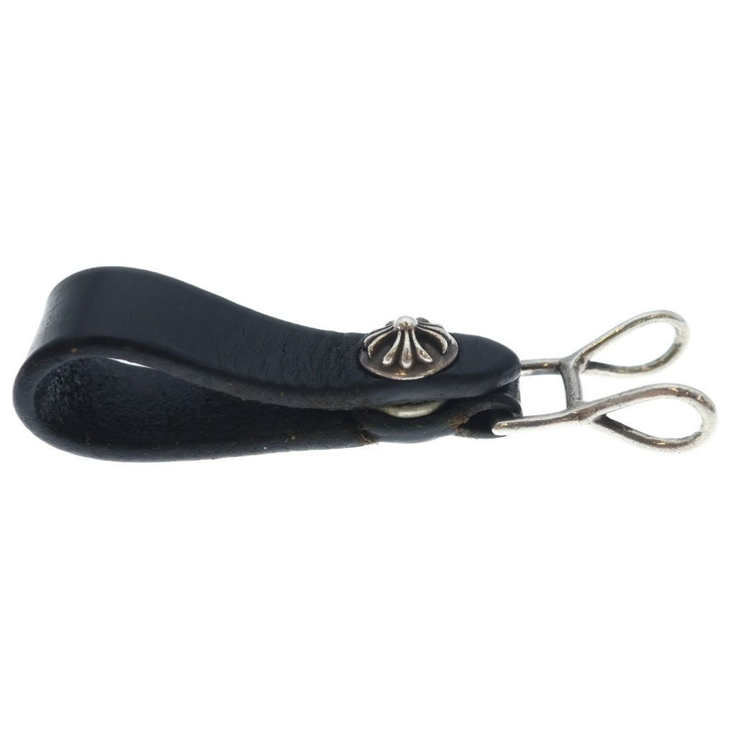 CHROME HEARTS(クロムハーツ) BELT LOOP クロスボールボタンレザーベルトループ シルバー/ブラック BCA397