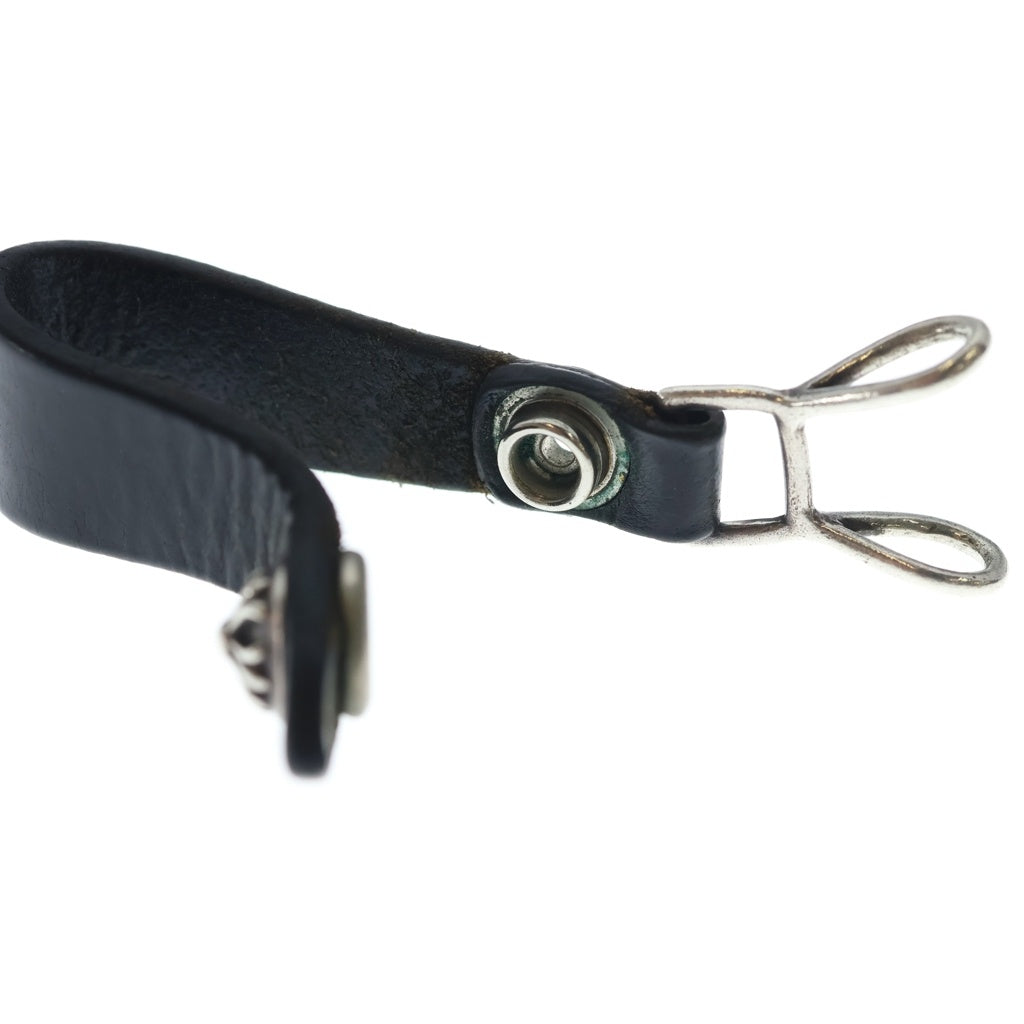 CHROME HEARTS(クロムハーツ) BELT LOOP クロスボールボタンレザーベルトループ シルバー/ブラック BCA397