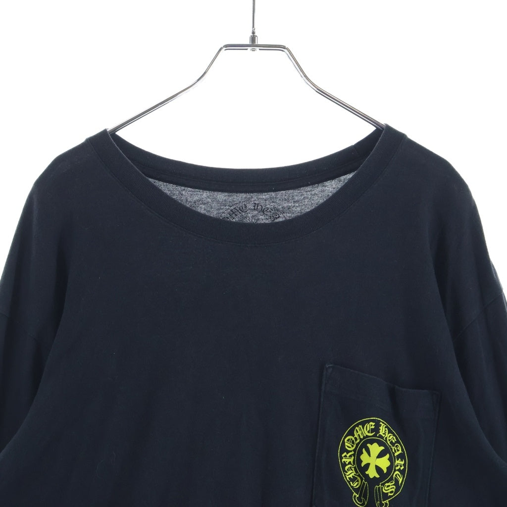 CHROME HEARTS(クロムハーツ) OLD Made In Hollywood Vertical Logo Tee メイドインハリウッド ヴァーティカルロゴ アームフローラルプリント 長袖Tシャツカットソー ブラック/イエロー