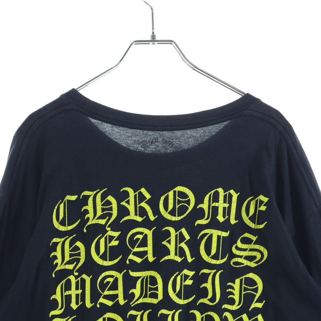 CHROME HEARTS(クロムハーツ) OLD Made In Hollywood Vertical Logo Tee メイドインハリウッド ヴァーティカルロゴ アームフローラルプリント 長袖Tシャツカットソー ブラック/イエロー