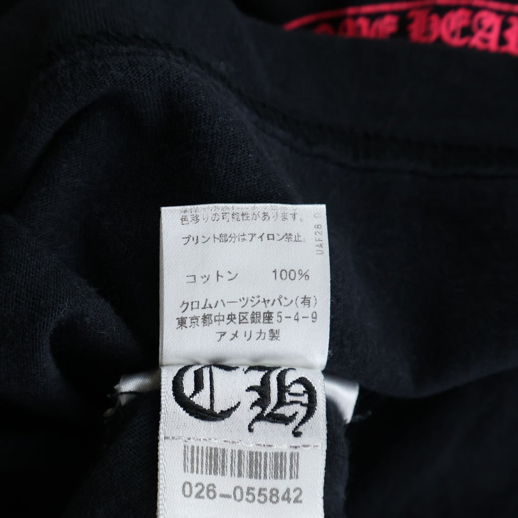 CHROME HEARTS(クロムハーツ) Neon Pink Stripe Logo ストライプロゴ プリント 長袖Tシャツ カットソー ブラック/ピンク