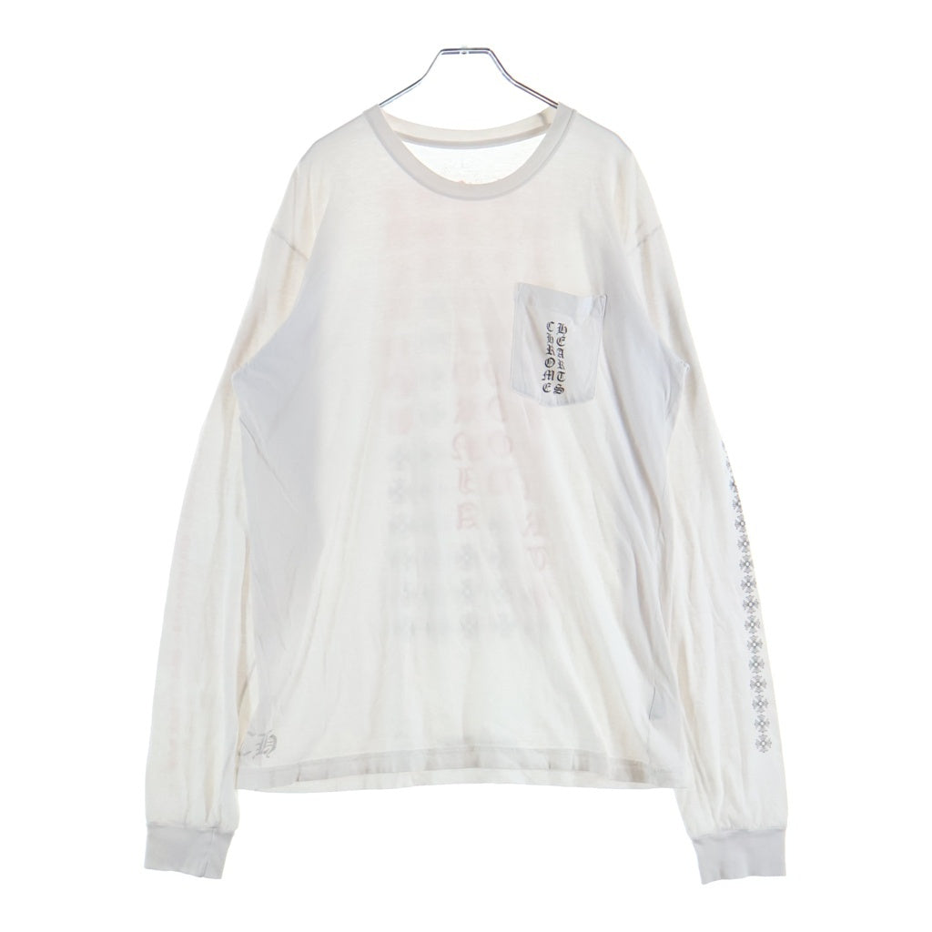 CHROME HEARTS(クロムハーツ) BACK LETTERING LOGO L/S TEE バックレタリングロゴ 袖CHプラスプリント 長袖Tシャツ カットソー ホワイト