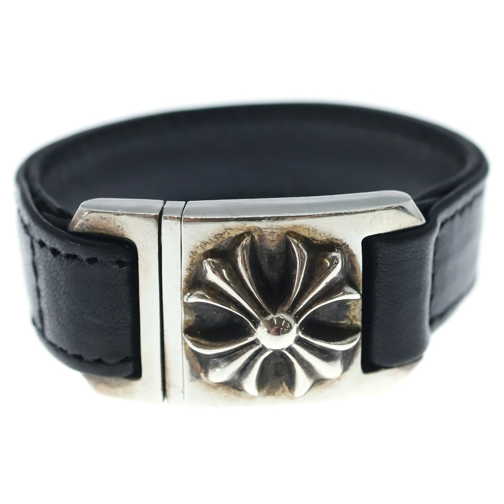 CHROME HEARTS(クロムハーツ) HARNESS CLASP ハーネスクラスプ レザーブレスレット ブラック/シルバー