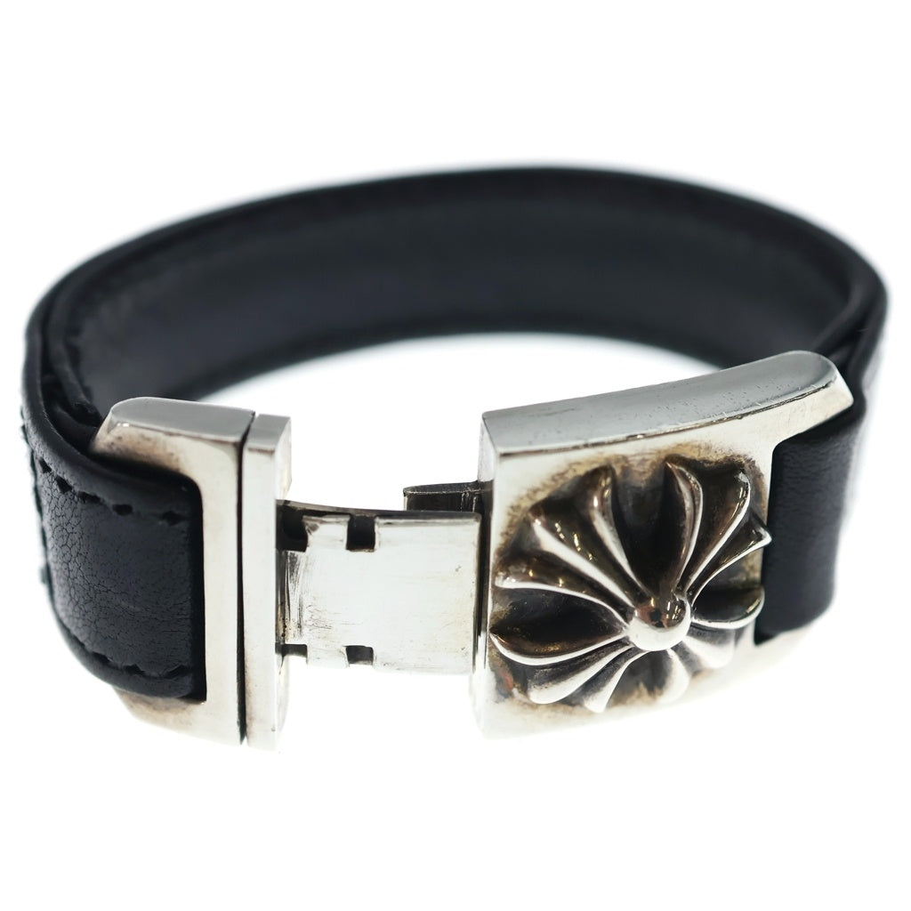 CHROME HEARTS(クロムハーツ) HARNESS CLASP ハーネスクラスプ レザーブレスレット ブラック/シルバー
