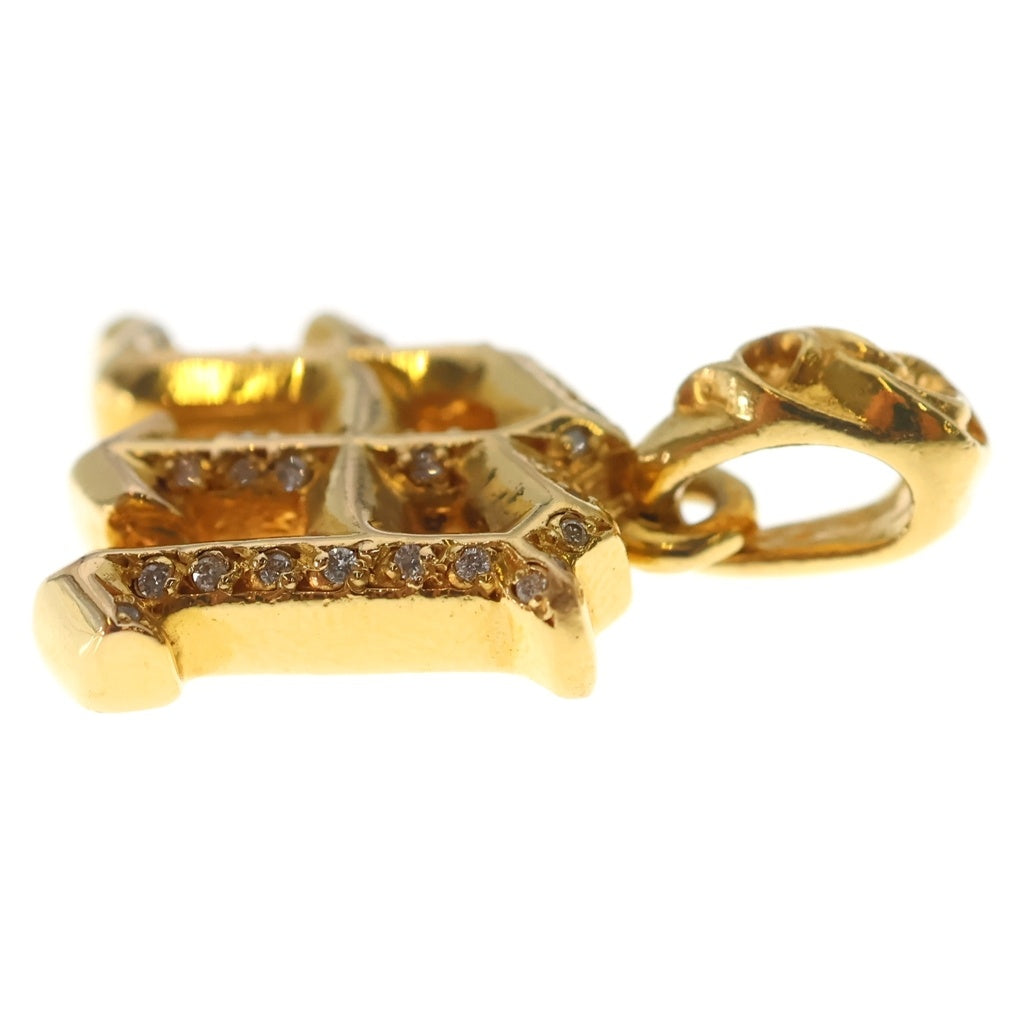 CHROME HEARTS(クロムハーツ) 22K ALPHABET CHARM P/DMND アルファベットチャーム Mイニシャルチャーム PAVEダイヤペンダントトップ ゴールド