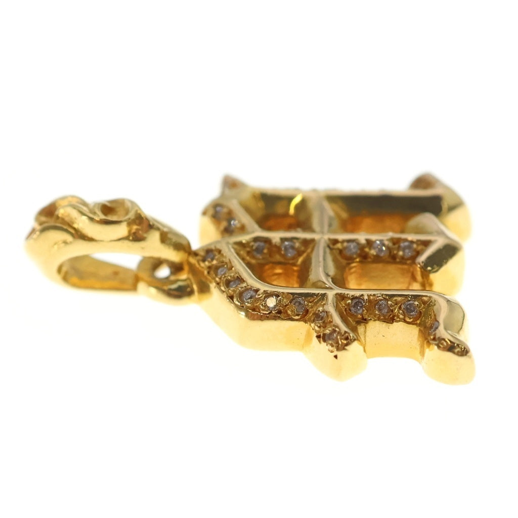 CHROME HEARTS(クロムハーツ) 22K ALPHABET CHARM P/DMND アルファベットチャーム Mイニシャルチャーム PAVEダイヤペンダントトップ ゴールド