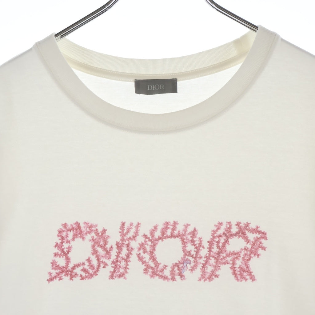 DIOR(ディオール) イタリックコーラルロゴ半袖Tシャツ 483J696C0847 ホワイト/ピンク