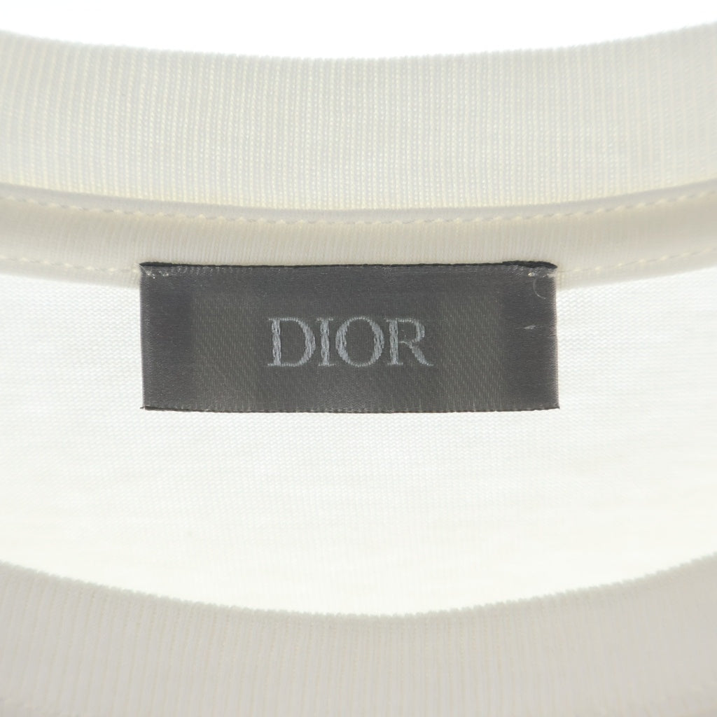 DIOR(ディオール) イタリックコーラルロゴ半袖Tシャツ 483J696C0847 ホワイト/ピンク