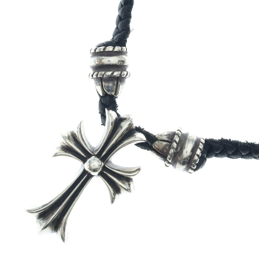 CHROME HEARTS(クロムハーツ) CH CRS SML CL スモールCHクロス クリンプト レザーブレイド ネックレス シルバー/ブラック BCA217
