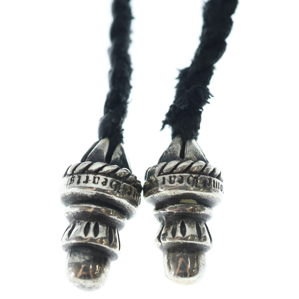 CHROME HEARTS(クロムハーツ) CH CRS SML CL スモールCHクロス クリンプト レザーブレイド ネックレス シルバー/ブラック BCA217