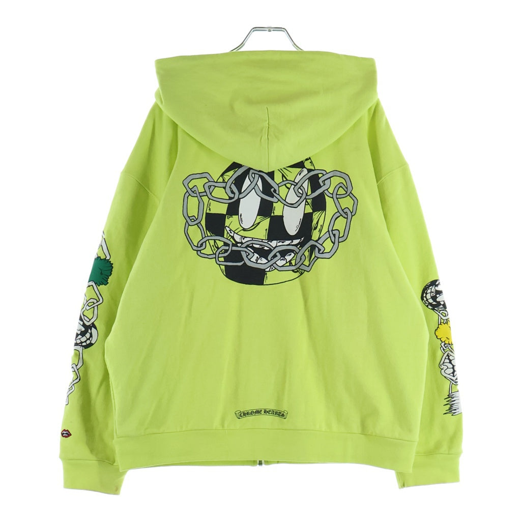CHROME HEARTS(クロムハーツ) 22AW ×MATTY BOY PPO LINK ZIP UP HOODIE ×マッティボーイ リンク ダガージップアップフーディ パーカー プリント 裏地サーマル ライムグリーン