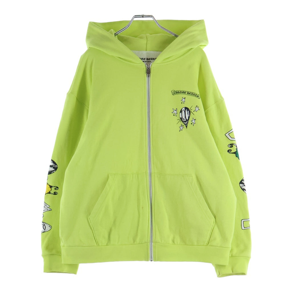 CHROME HEARTS(クロムハーツ) 22AW ×MATTY BOY PPO LINK ZIP UP HOODIE ×マッティボーイ リンク ダガージップアップフーディ パーカー プリント 裏地サーマル ライムグリーン