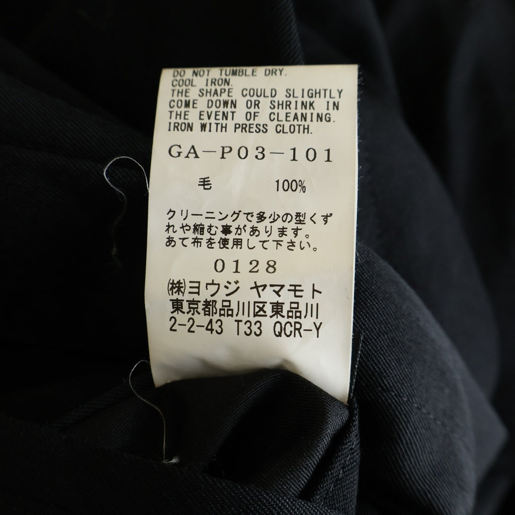 Ground Y(グラウンドワイ) WOOL GABARDINE BALLOON PANTS ウールギャバジンバルーンパンツ ブラック GA-P03-101