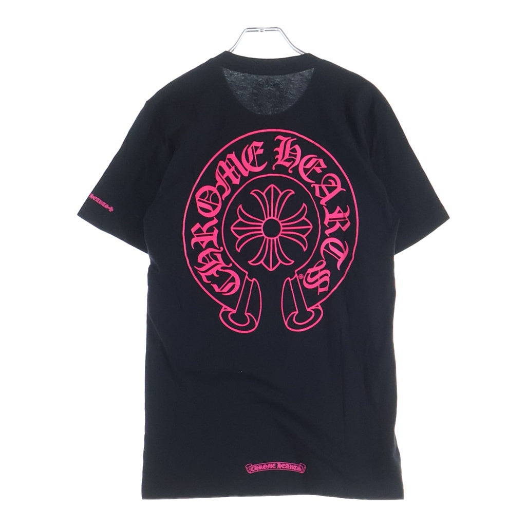 CHROME HEARTS(クロムハーツ) Pink Horseshoe S/S Tee ピンクホースシュープリント半袖Tシャツ ブラック/ピンク