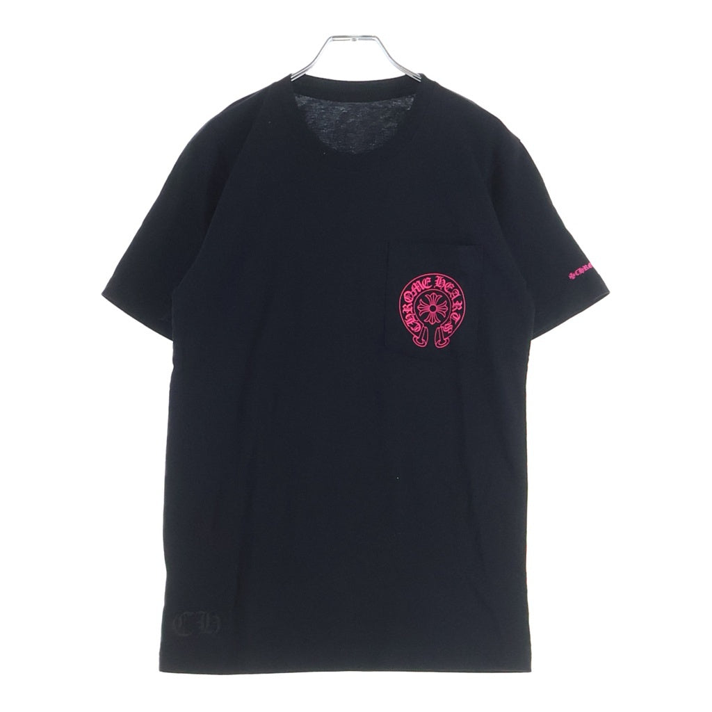 CHROME HEARTS(クロムハーツ) Pink Horseshoe S/S Tee ピンクホースシュープリント半袖Tシャツ ブラック/ピンク