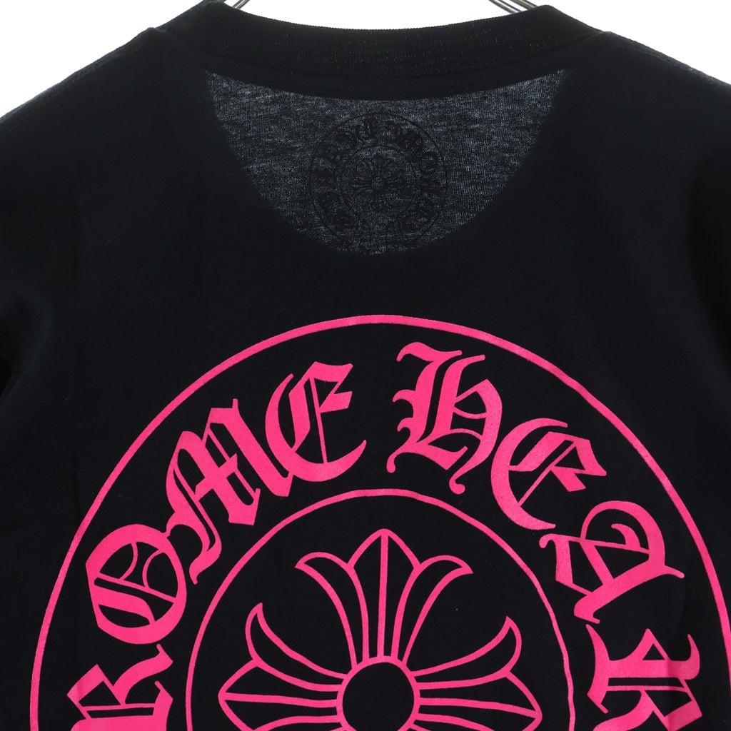 CHROME HEARTS(クロムハーツ) Pink Horseshoe S/S Tee ピンクホースシュープリント半袖Tシャツ ブラック/ピンク