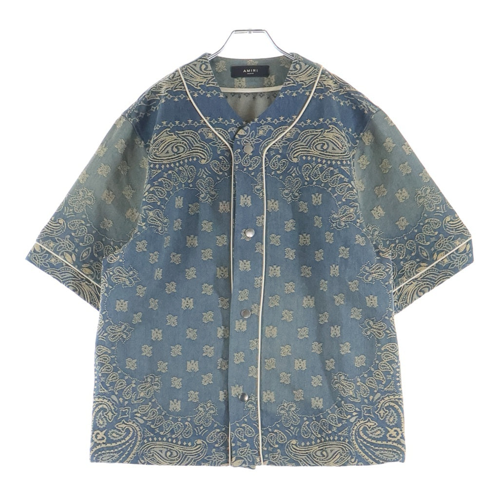 AMIRI(アミリ) Bandana Jacquard Baseball Shirt SRAMDNIR1001SMRBC00 バンダナベースボール半袖シャツ インディゴ