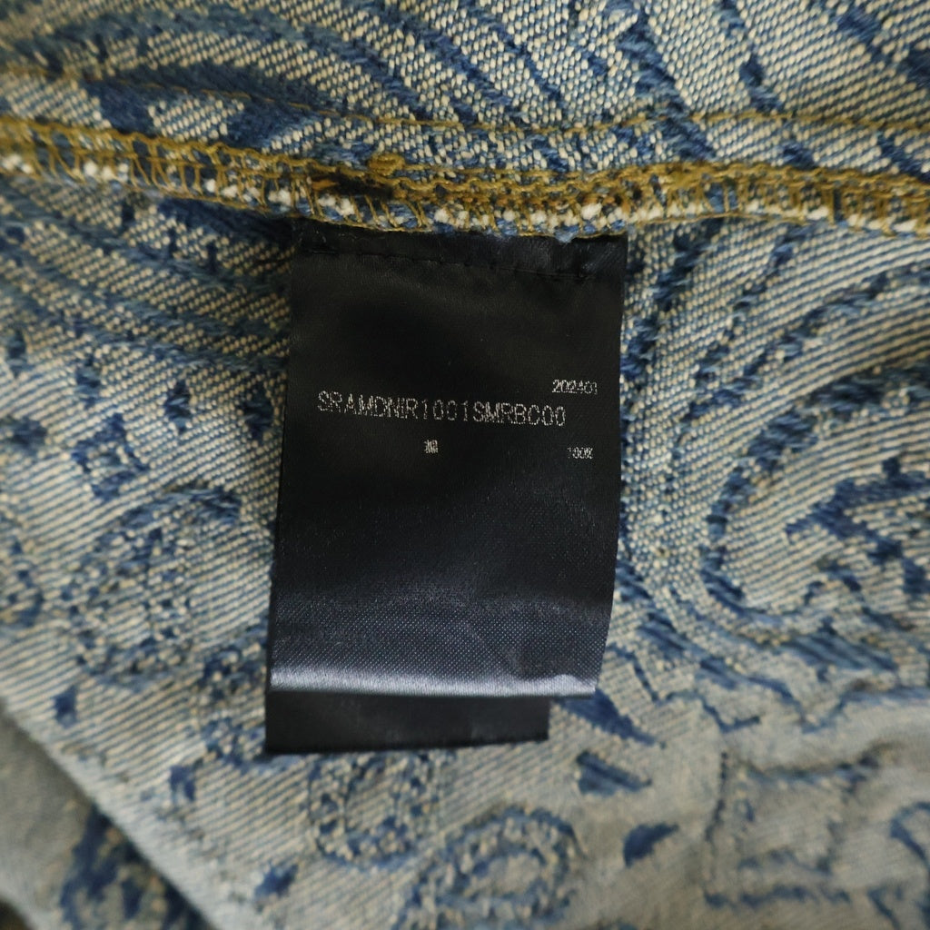 AMIRI(アミリ) Bandana Jacquard Baseball Shirt SRAMDNIR1001SMRBC00 バンダナベースボール半袖シャツ インディゴ