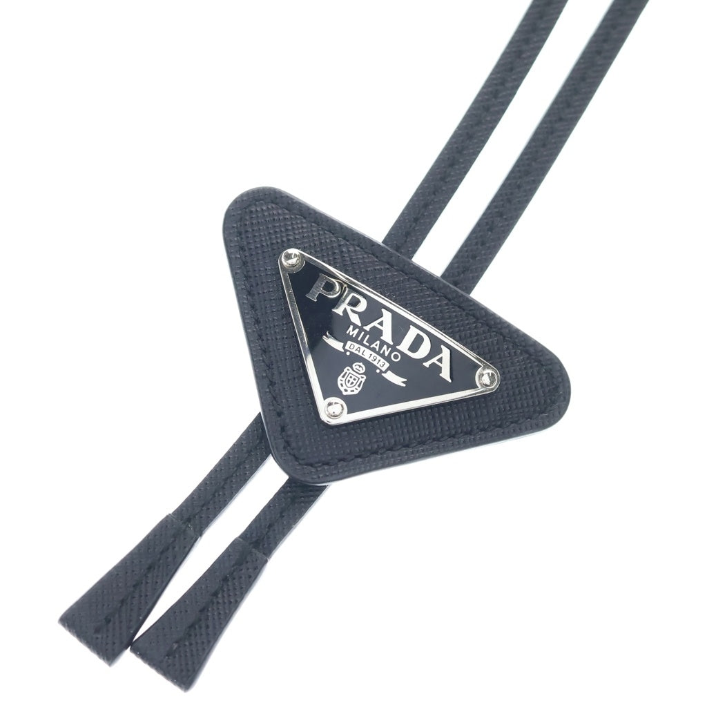 PRADA(プラダ) サフィアーノ ロゴプレートレザーボロタイ 21C027 ブラック レディース