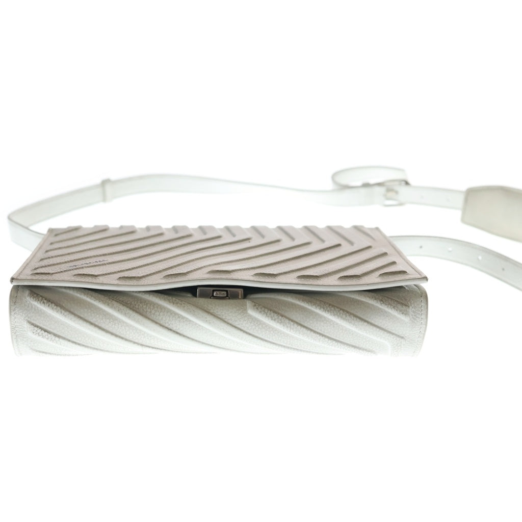 BALENCIAGA(バレンシアガ) Car Flap Bag 679465 カーフラップ レザーショルダーバッグ ホワイト レディース