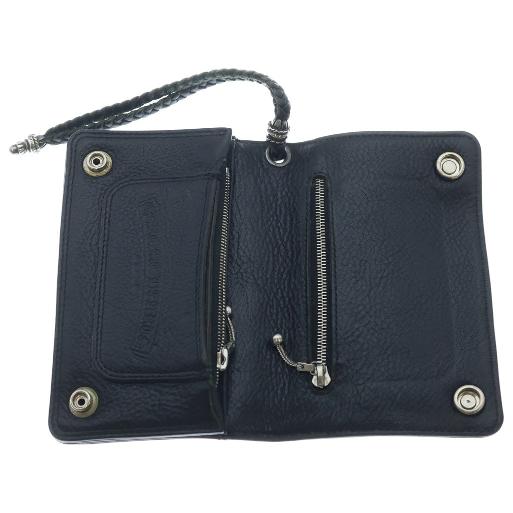 CHROME HEARTS(クロムハーツ) 2ZIP STRAP 2ジップ ストラップ ストラップ付クロスボールボタン レザーウォレット 財布 ブラック