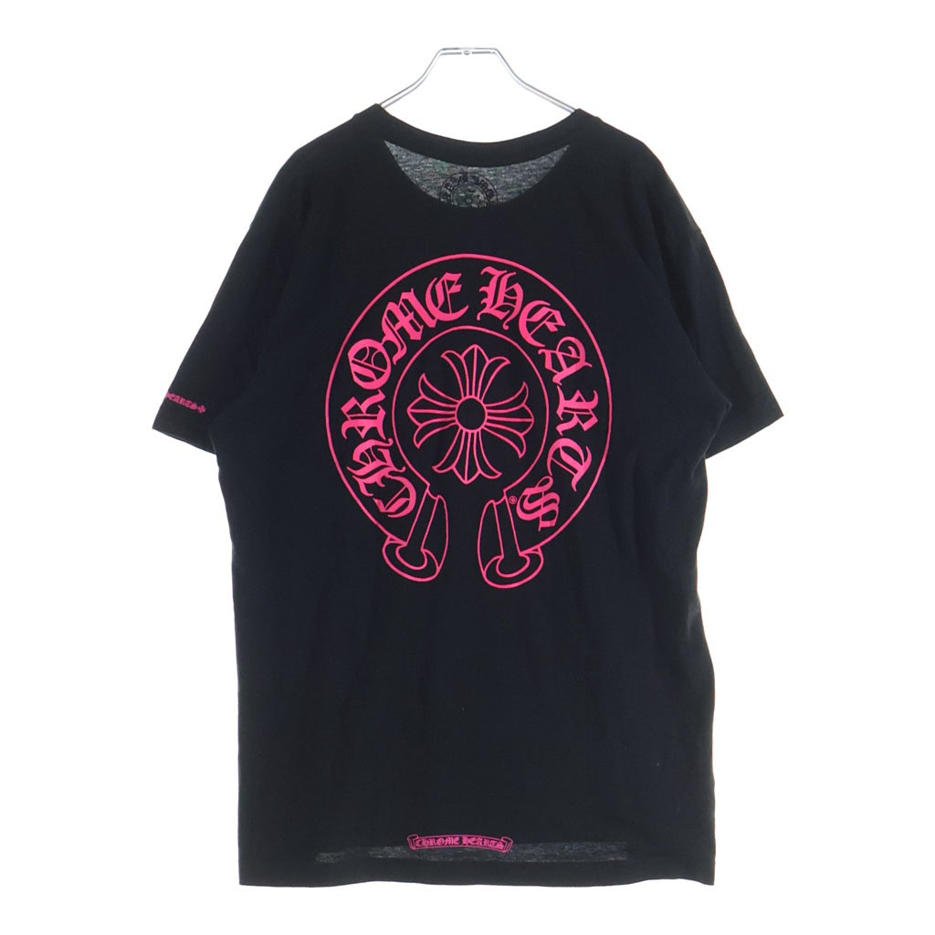 CHROME HEARTS(クロムハーツ) バックホースシュープリントTシャツ 半袖カットソー ブラック/ピンク