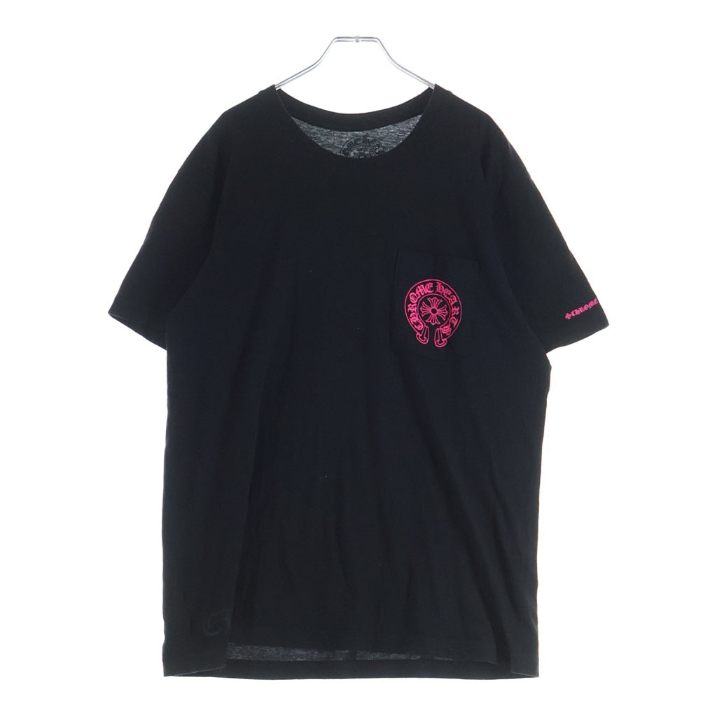 CHROME HEARTS(クロムハーツ) バックホースシュープリントTシャツ 半袖カットソー ブラック/ピンク