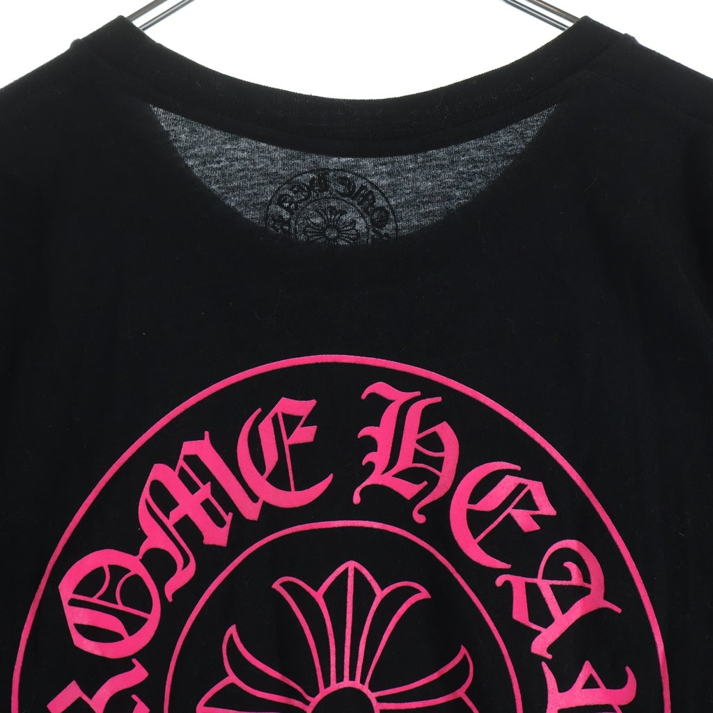 CHROME HEARTS(クロムハーツ) バックホースシュープリントTシャツ 半袖カットソー ブラック/ピンク