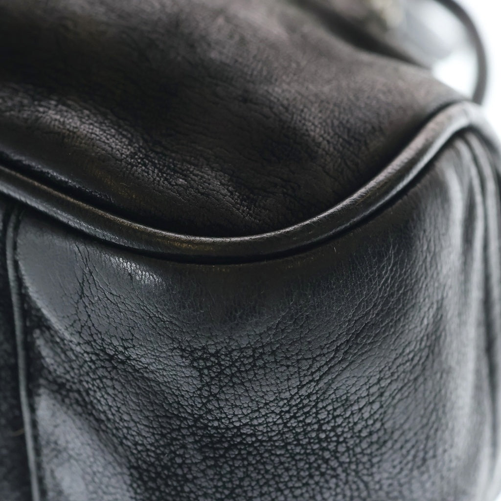 CHROME HEARTS(クロムハーツ) GYM SM DESTORY 現行型CHチャーム付き ジムバッグ デストロイ レザークロスパッチスモールレザーハンドバッグ ブラック