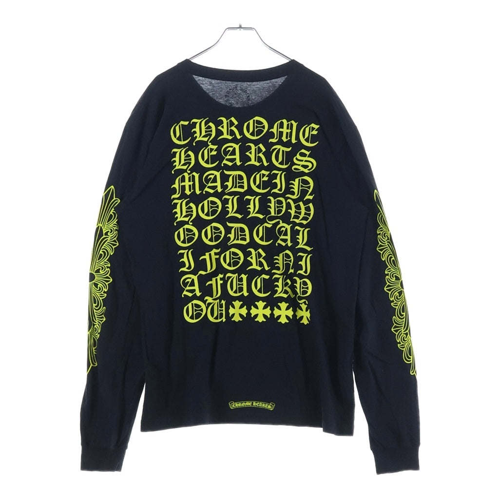 CHROME HEARTS(クロムハーツ) DBL FLRL L/S TEE ダブルフローラル バックヴァーティカルロゴプリント長袖Tシャツ ブラック/イエロー
