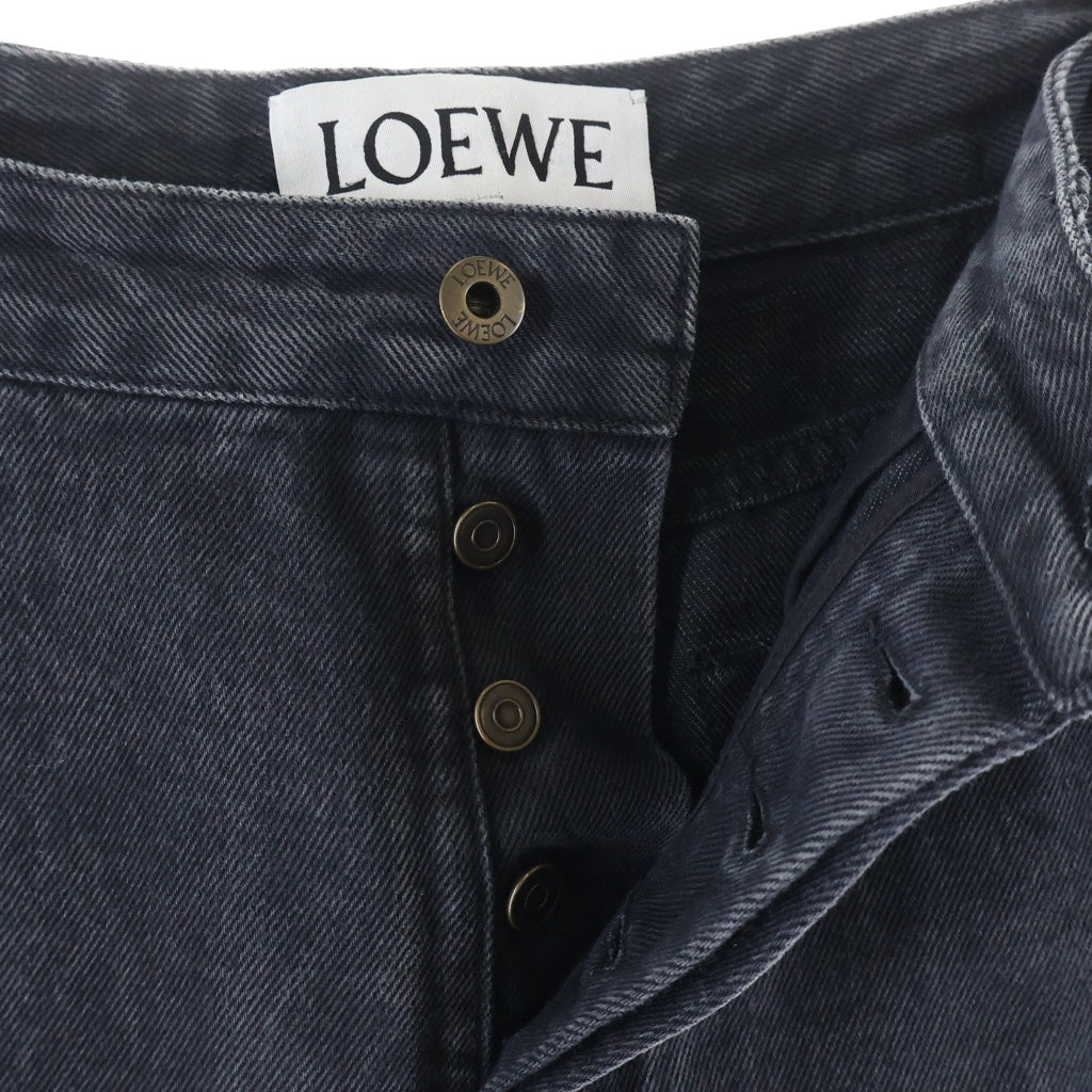 LOEWE(ロエベ) アナグラム刺繍 バギーパンツ ブラックデニムパンツ H526Y11W61 ブラック