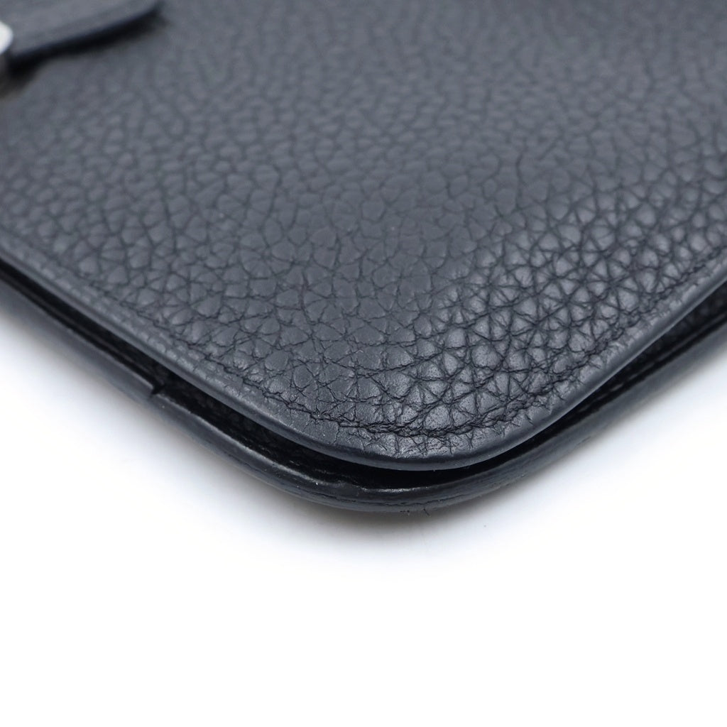 HERMES(エルメス) ドゴンデュオ GM シルバー金具 B刻印 コインケース付き ロングウォレット ブラック レディース